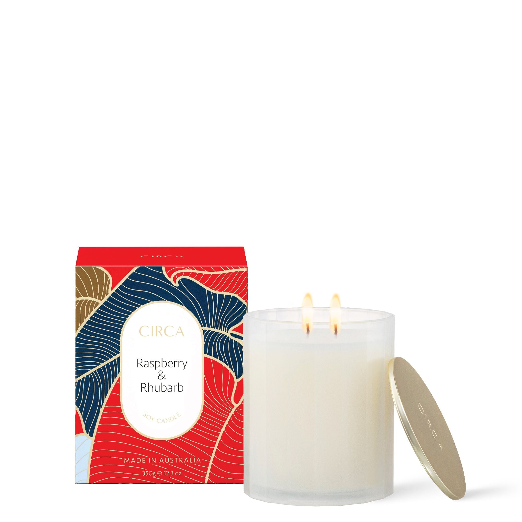 Rasberry & Rhubarb Scented Soy Candle 350g